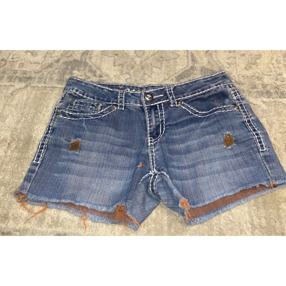 Miss Chic Shorts Juniors Jr Women Size 5 Blue‎ Denim Stretch Distressed